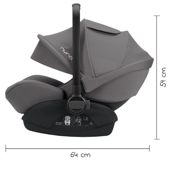 Nuna Seggiolino auto ARRA next dalla nascita fino a 13 kg (40 cm - 85 cm) con riduttore di seduta e capottina solo 3,5 kg - Granito