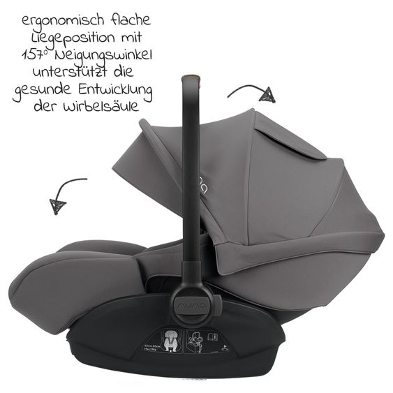 Nuna Seggiolino auto ARRA next dalla nascita fino a 13 kg (40 cm - 85 cm) con riduttore di seduta e capottina solo 3,5 kg - Granito