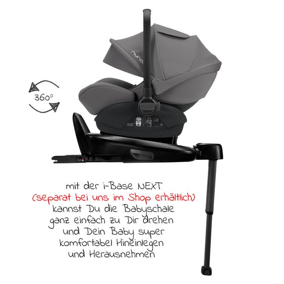 Nuna Seggiolino auto ARRA next dalla nascita fino a 13 kg (40 cm - 85 cm) con riduttore di seduta e capottina solo 3,5 kg - Granito
