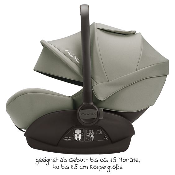 Nuna Babyschale ARRA next ab Geburt bis 13 kg (40 cm - 85 cm) inkl. Sitzverkleinerer & Sonnenverdeck nur 3,5 kg - Hazelwood