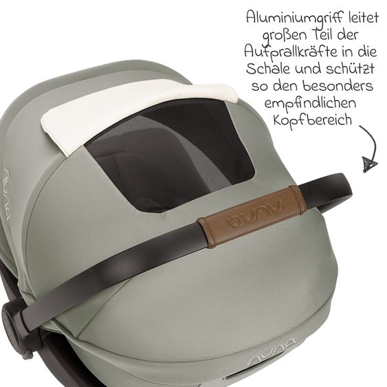 Nuna Babyschale ARRA next ab Geburt bis 13 kg (40 cm - 85 cm) inkl. Sitzverkleinerer & Sonnenverdeck nur 3,5 kg - Hazelwood
