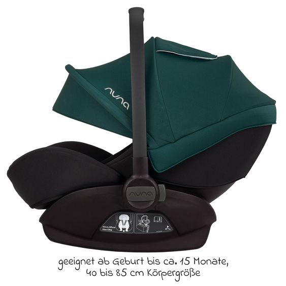 Nuna Babyschale ARRA next ab Geburt bis 13 kg (40 cm - 85 cm) inkl. Sitzverkleinerer & Sonnenverdeck nur 3,5 kg - Lagoon