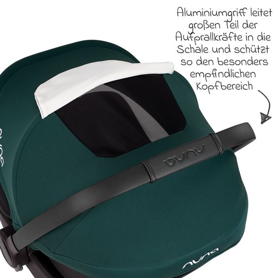 Nuna Babyschale ARRA next ab Geburt bis 13 kg (40 cm - 85 cm) inkl. Sitzverkleinerer & Sonnenverdeck nur 3,5 kg - Lagoon