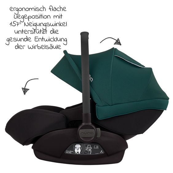 Nuna Babyschale ARRA next ab Geburt bis 13 kg (40 cm - 85 cm) inkl. Sitzverkleinerer & Sonnenverdeck nur 3,5 kg - Lagoon