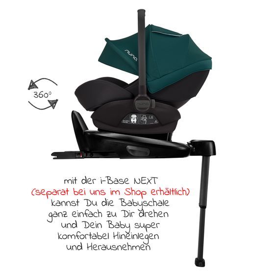 Nuna Babyschale ARRA next ab Geburt bis 13 kg (40 cm - 85 cm) inkl. Sitzverkleinerer & Sonnenverdeck nur 3,5 kg - Lagoon