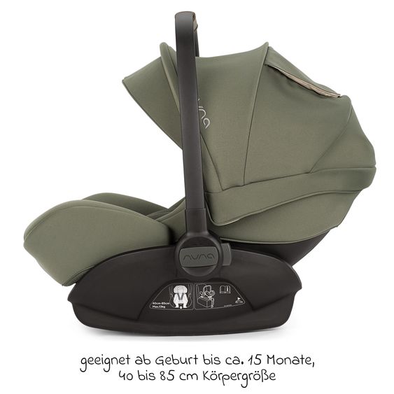 Nuna Babyschale ARRA next ab Geburt bis 13 kg (40 cm - 85 cm) inkl. Sitzverkleinerer & Sonnenverdeck nur 3,5 kg - Pine