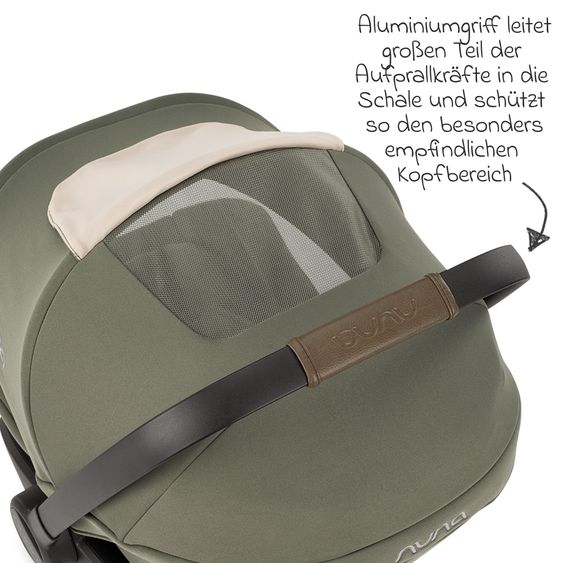 Nuna Babyschale ARRA next ab Geburt bis 13 kg (40 cm - 85 cm) inkl. Sitzverkleinerer & Sonnenverdeck nur 3,5 kg - Pine