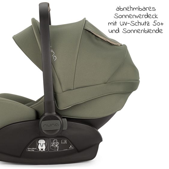 Nuna Babyschale ARRA next ab Geburt bis 13 kg (40 cm - 85 cm) inkl. Sitzverkleinerer & Sonnenverdeck nur 3,5 kg - Pine