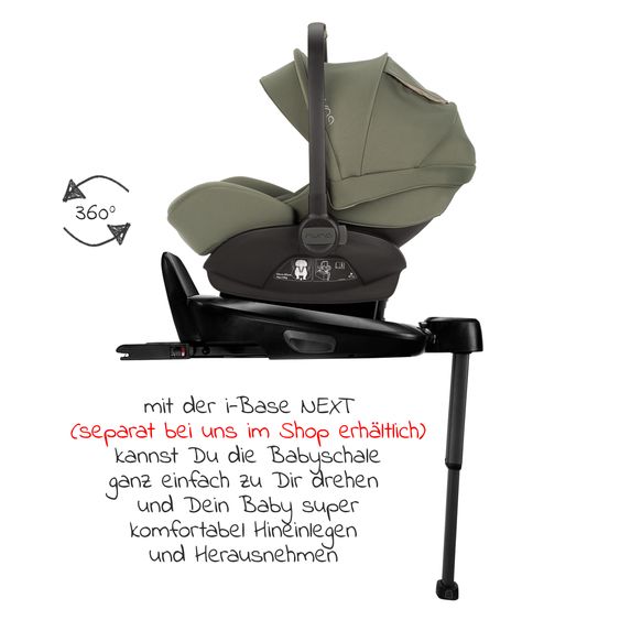 Nuna Babyschale ARRA next ab Geburt bis 13 kg (40 cm - 85 cm) inkl. Sitzverkleinerer & Sonnenverdeck nur 3,5 kg - Pine