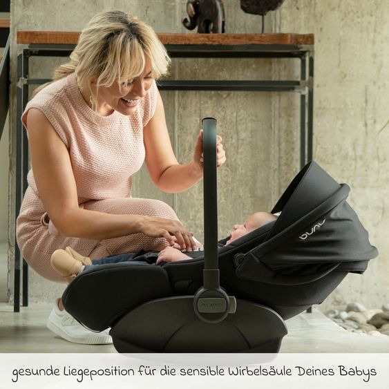 Nuna Babyschale ARRA next i-Size ab Geburt bis 13 kg (40 cm - 85 cm) Liegeposition 157° inkl. Sitzverkleinerer & Sonnenverdeck nur 3,5 kg - Caviar