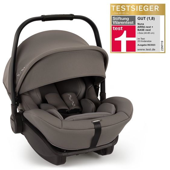 Nuna Babyschale ARRA next i-Size ab Geburt bis 13 kg (40 cm - 85 cm) Liegeposition 157° inkl. Sitzverkleinerer & Sonnenverdeck nur 3,5 kg - Granite