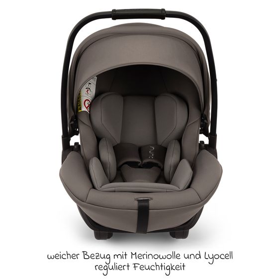 Nuna Babyschale ARRA next i-Size ab Geburt bis 13 kg (40 cm - 85 cm) Liegeposition 157° inkl. Sitzverkleinerer & Sonnenverdeck nur 3,5 kg - Granite