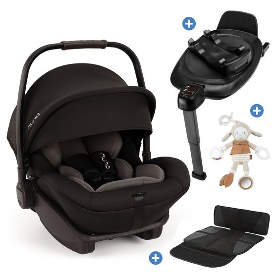 Nuna Infant car seat ARRA next incl. base next from birth up to 13 kg (40 cm - 85 cm) incl. seat reducer, sun canopy, padded protection, play animal only 3.5 kg - Caviar