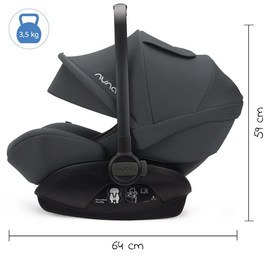 Nuna Infant car seat ARRA next incl. base next from birth to 13 kg (40 cm - 85 cm) incl. seat reducer, sun canopy, cushion protection, play animal only 3.5 kg - Ocean