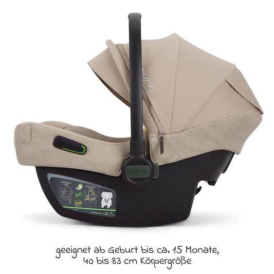 Nuna Seggiolino auto per neonati PIPA next i-Size dalla nascita fino a 13 kg (40 cm - 83 cm) incl. riduttore seduta, tendina parasole con Dream Drape solo 2,8 kg - Chateau