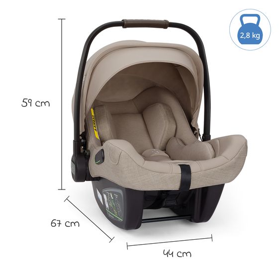 Nuna Seggiolino auto per neonati PIPA next i-Size dalla nascita fino a 13 kg (40 cm - 83 cm) incl. riduttore seduta, tendina parasole con Dream Drape solo 2,8 kg - Chateau