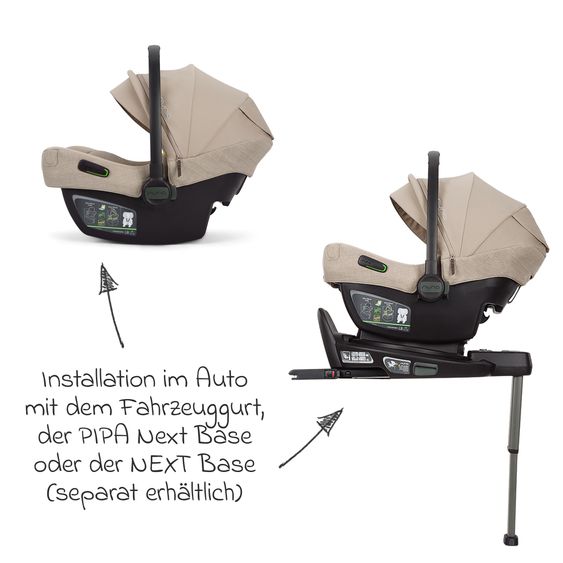 Nuna Seggiolino auto per neonati PIPA next i-Size dalla nascita fino a 13 kg (40 cm - 83 cm) incl. riduttore seduta, tendina parasole con Dream Drape solo 2,8 kg - Chateau