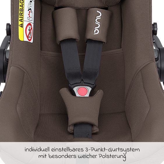 Nuna Seggiolino auto per neonati PIPA next i-Size dalla nascita fino a 13 kg (40 cm - 83 cm) incl. riduttore seduta, tendina parasole con Dream Drape solo 2,8 kg - Castagna