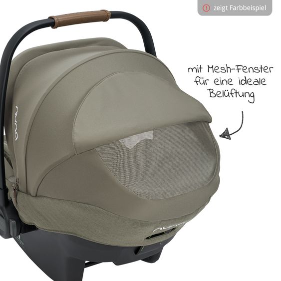 Nuna Seggiolino auto per neonati PIPA next i-Size dalla nascita fino a 13 kg (40 cm - 83 cm) incl. riduttore seduta, tendina parasole con Dream Drape solo 2,8 kg - Castagna