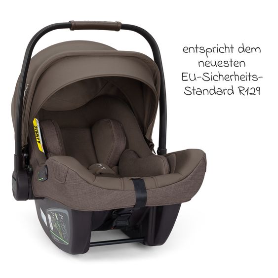 Nuna Seggiolino auto per neonati PIPA next i-Size dalla nascita fino a 13 kg (40 cm - 83 cm) incl. riduttore seduta, tendina parasole con Dream Drape solo 2,8 kg - Castagna