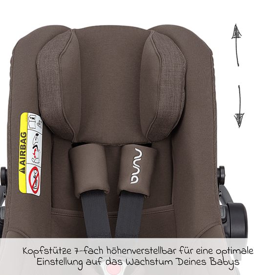 Nuna Seggiolino auto per neonati PIPA next i-Size dalla nascita fino a 13 kg (40 cm - 83 cm) incl. riduttore seduta, tendina parasole con Dream Drape solo 2,8 kg - Castagna