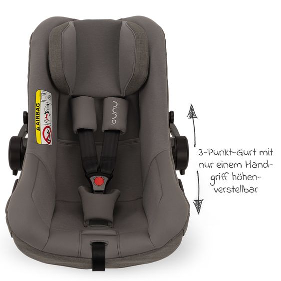 Nuna Seggiolino auto per neonati PIPA next i-Size dalla nascita fino a 13 kg (40 cm - 83 cm) incluso riduttore di seduta, capottina con Dream Drape solo 2,8 kg - Granito