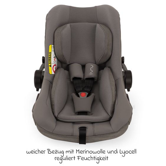 Nuna Seggiolino auto per neonati PIPA next i-Size dalla nascita fino a 13 kg (40 cm - 83 cm) incluso riduttore di seduta, capottina con Dream Drape solo 2,8 kg - Granito