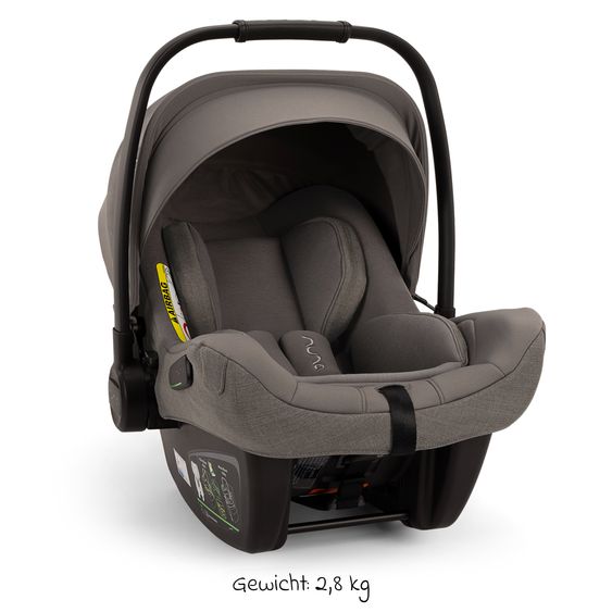 Nuna Seggiolino auto per neonati PIPA next i-Size dalla nascita fino a 13 kg (40 cm - 83 cm) incluso riduttore di seduta, capottina con Dream Drape solo 2,8 kg - Granito