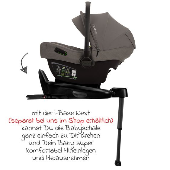 Nuna Babyschale PIPA next i-Size ab Geburt bis 13 kg (40 cm - 83 cm) inkl. Sitzverkleinerer, Sonnenverdeck mit Dream Drape nur 2,8 kg - Granite