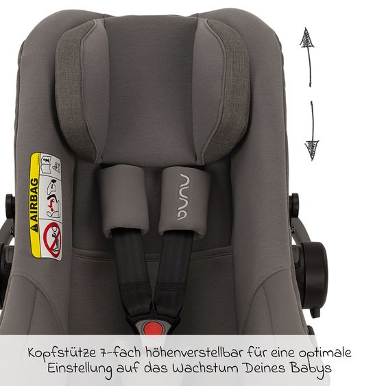 Nuna Infant car seat PIPA next i-Size from birth up to 13 kg (40 cm - 83 cm) incl. seat reducer, sun canopy with Dream Drape only 2.8 kg - Granite