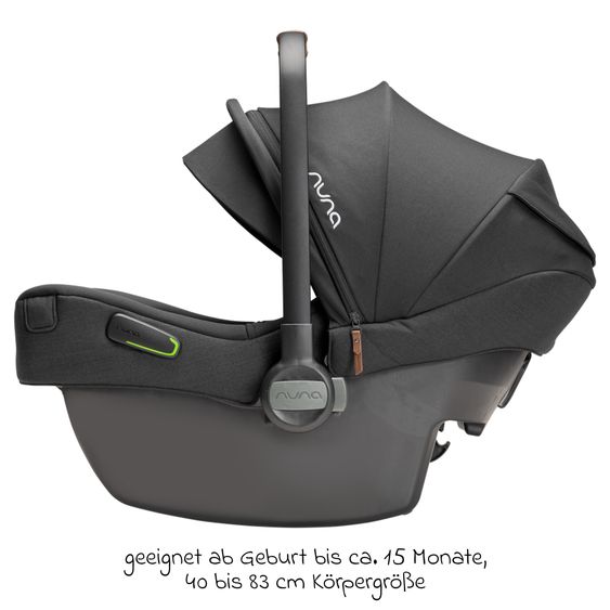 Nuna Babyschale PIPA next i-Size ab Geburt bis 13 kg (40 cm - 83 cm) inkl. Sitzverkleinerer & Sonnenverdeck nur 2,8 kg - Caviar