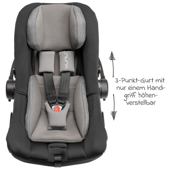 Nuna Babyschale PIPA next i-Size ab Geburt bis 13 kg (40 cm - 83 cm) inkl. Sitzverkleinerer & Sonnenverdeck nur 2,8 kg - Caviar