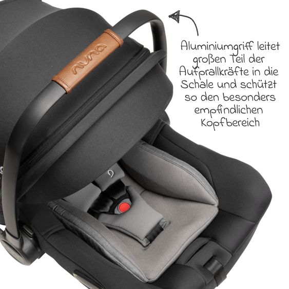 Nuna Babyschale PIPA next i-Size ab Geburt bis 13 kg (40 cm - 83 cm) inkl. Sitzverkleinerer & Sonnenverdeck nur 2,8 kg - Caviar