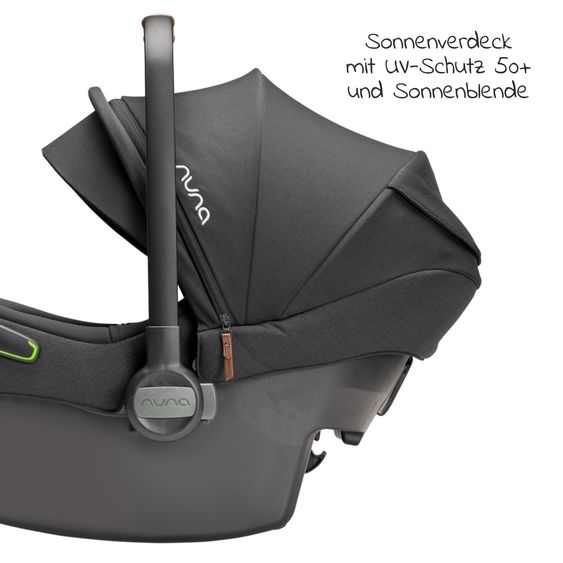 Nuna Babyschale PIPA next i-Size ab Geburt bis 13 kg (40 cm - 83 cm) inkl. Sitzverkleinerer & Sonnenverdeck nur 2,8 kg - Caviar