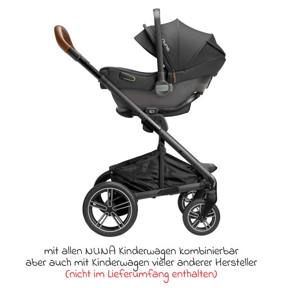 Nuna Babyschale PIPA next i-Size ab Geburt bis 13 kg (40 cm - 83 cm) inkl. Sitzverkleinerer & Sonnenverdeck nur 2,8 kg - Caviar