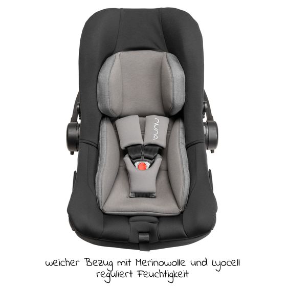 Nuna Babyschale PIPA next i-Size ab Geburt bis 13 kg (40 cm - 83 cm) inkl. Sitzverkleinerer & Sonnenverdeck nur 2,8 kg - Caviar