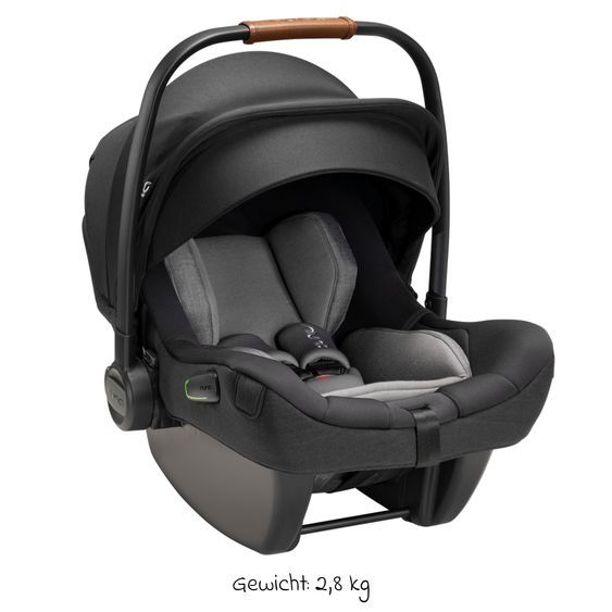 Nuna Babyschale PIPA next i-Size ab Geburt bis 13 kg (40 cm - 83 cm) inkl. Sitzverkleinerer & Sonnenverdeck nur 2,8 kg - Caviar