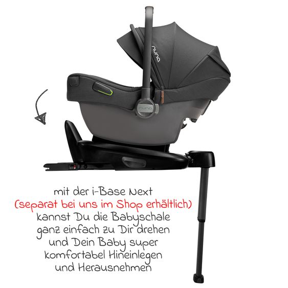 Nuna Babyschale PIPA next i-Size ab Geburt bis 13 kg (40 cm - 83 cm) inkl. Sitzverkleinerer & Sonnenverdeck nur 2,8 kg - Caviar