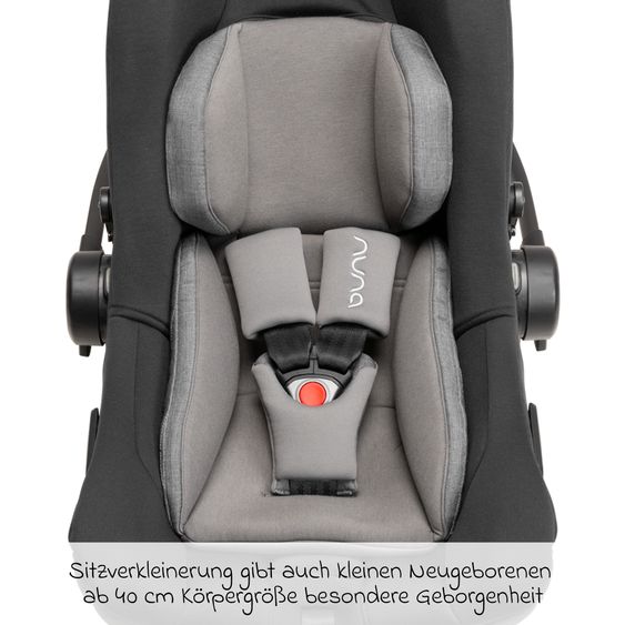 Nuna Babyschale PIPA next i-Size ab Geburt bis 13 kg (40 cm - 83 cm) inkl. Sitzverkleinerer & Sonnenverdeck nur 2,8 kg - Caviar