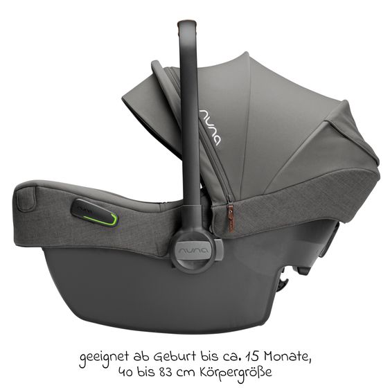 Nuna Babyschale PIPA next i-Size ab Geburt bis 13 kg (40 cm - 83 cm) inkl. Sitzverkleinerer & Sonnenverdeck nur 2,8 kg - Granite