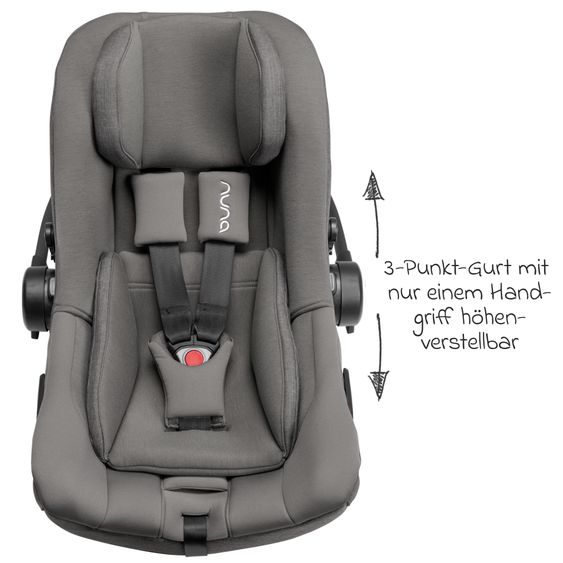 Nuna Babyschale PIPA next i-Size ab Geburt bis 13 kg (40 cm - 83 cm) inkl. Sitzverkleinerer & Sonnenverdeck nur 2,8 kg - Granite