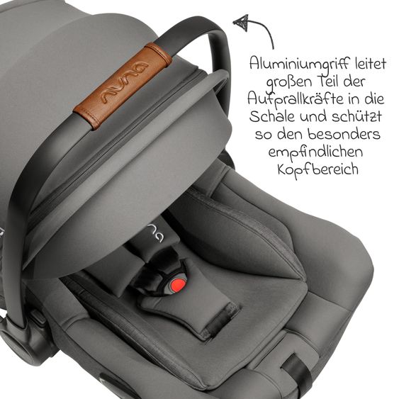 Nuna Babyschale PIPA next i-Size ab Geburt bis 13 kg (40 cm - 83 cm) inkl. Sitzverkleinerer & Sonnenverdeck nur 2,8 kg - Granite