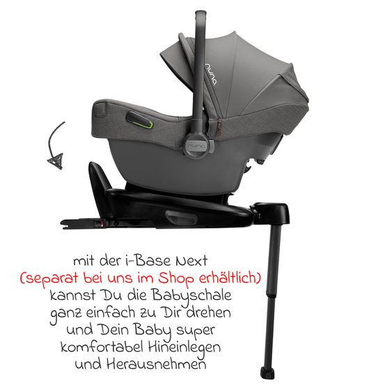 Nuna Babyschale PIPA next i-Size ab Geburt bis 13 kg (40 cm - 83 cm) inkl. Sitzverkleinerer & Sonnenverdeck nur 2,8 kg - Granite