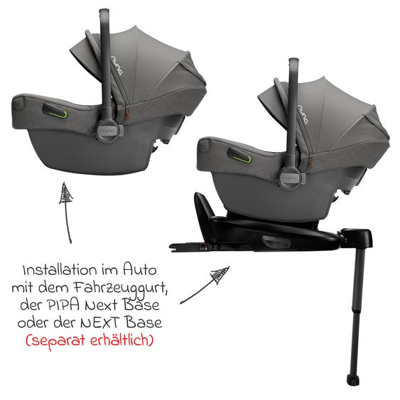 Nuna Babyschale PIPA next i-Size ab Geburt bis 13 kg (40 cm - 83 cm) inkl. Sitzverkleinerer & Sonnenverdeck nur 2,8 kg - Granite