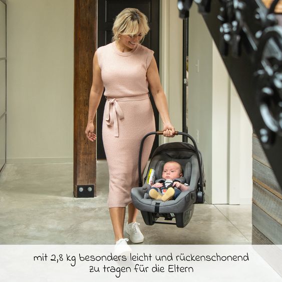 Nuna Babyschale PIPA next i-Size ab Geburt bis 13 kg (40 cm - 83 cm) inkl. Sitzverkleinerer & Sonnenverdeck nur 2,8 kg - Granite