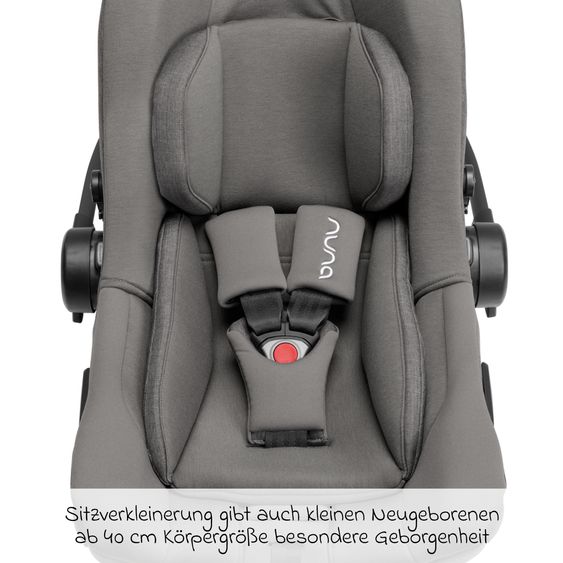 Nuna Babyschale PIPA next i-Size ab Geburt bis 13 kg (40 cm - 83 cm) inkl. Sitzverkleinerer & Sonnenverdeck nur 2,8 kg - Granite