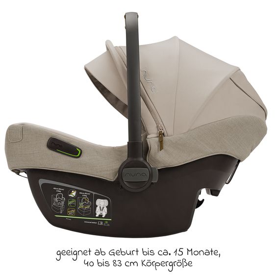 Nuna Babyschale PIPA next i-Size ab Geburt bis 13 kg (40 cm - 83 cm) inkl. Sitzverkleinerer & Sonnenverdeck nur 2,8 kg - Hazelwood