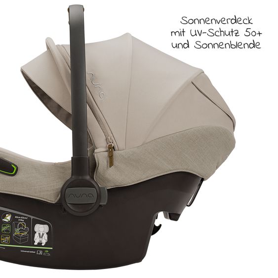 Nuna Babyschale PIPA next i-Size ab Geburt bis 13 kg (40 cm - 83 cm) inkl. Sitzverkleinerer & Sonnenverdeck nur 2,8 kg - Hazelwood