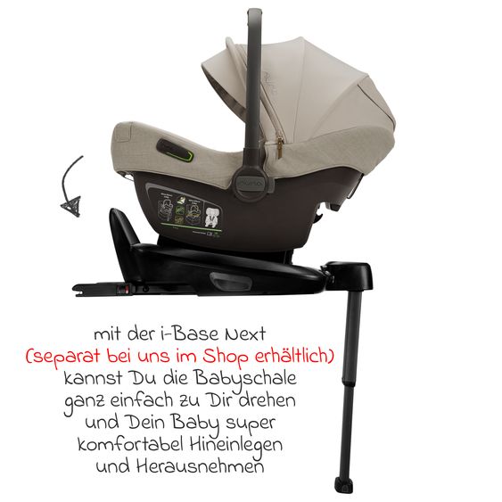 Nuna Babyschale PIPA next i-Size ab Geburt bis 13 kg (40 cm - 83 cm) inkl. Sitzverkleinerer & Sonnenverdeck nur 2,8 kg - Hazelwood