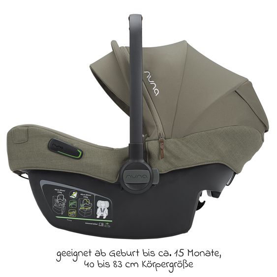 Nuna Babyschale PIPA next i-Size ab Geburt bis 13 kg (40 cm - 83 cm) inkl. Sitzverkleinerer & Sonnenverdeck nur 2,8 kg - Pine